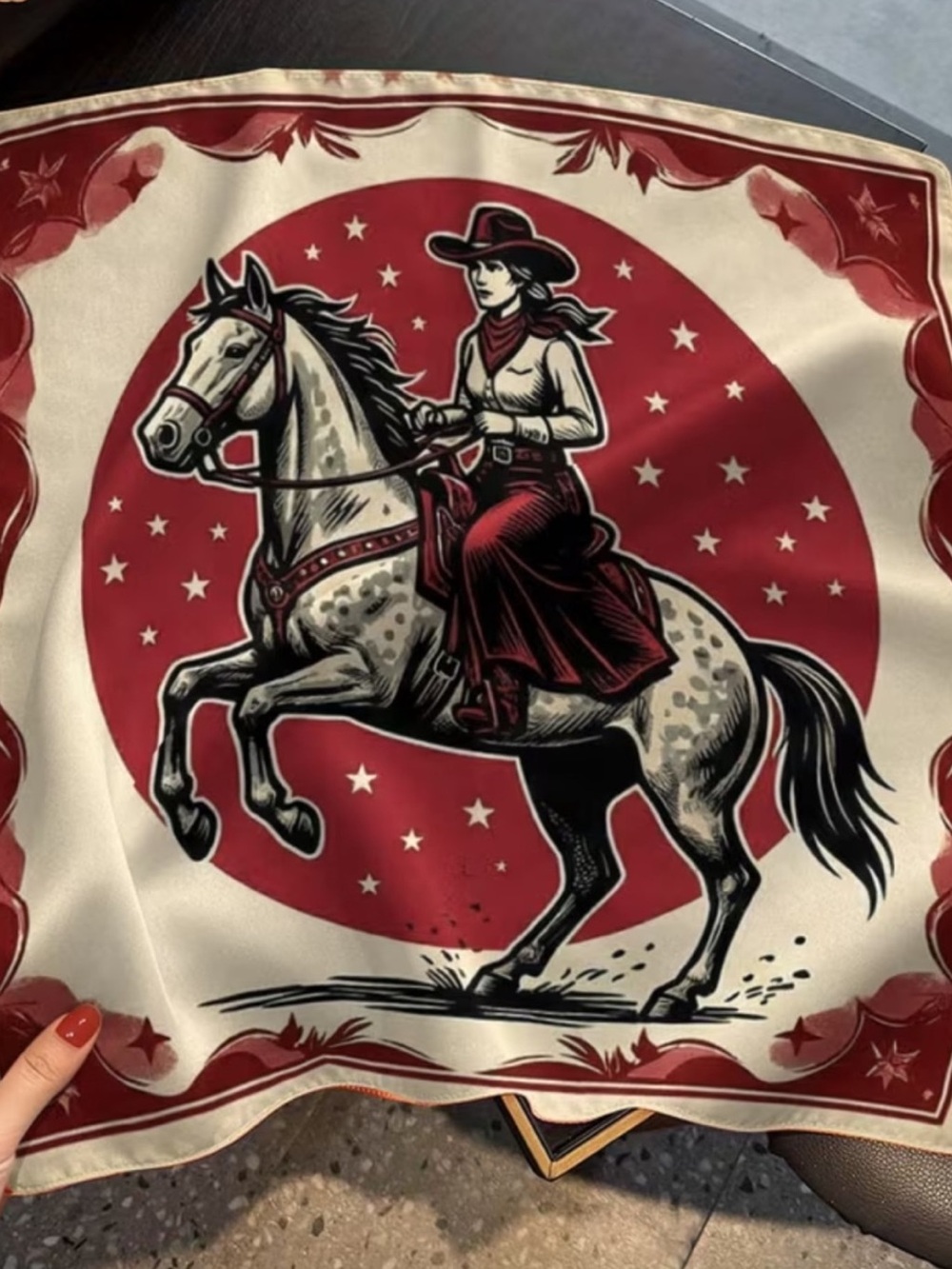 🤠 Western Cowgirl Horse Satin Scarf | Large Square Wild Rag Bandana 27.5”